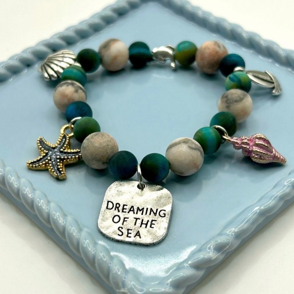 Handmade Nautical Natural Stone Charm Bracelet! “Dreaming of the Sea” NW… - Picture 5 of 5